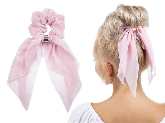 GUMKA DO WŁOSÓW kokarda APASZKA scrunchies RÓŻOWA