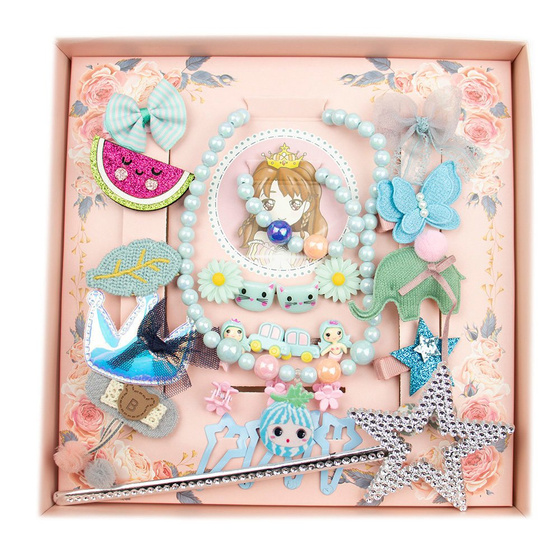 ZESTAW DLA DZIEWCZYNKI niebieski SPINKI naszyjnik