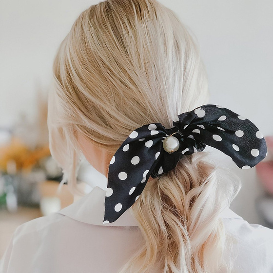 GUMKA DO WŁOSÓW frotka SCRUNCHES kropki PERŁA