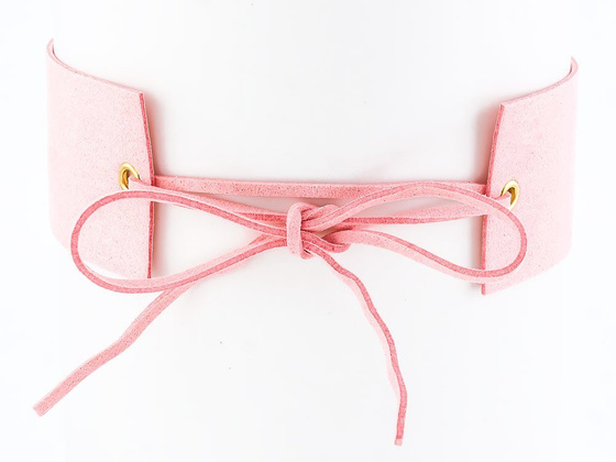 Choker NASZYJNIK przeplatany jasny różowy