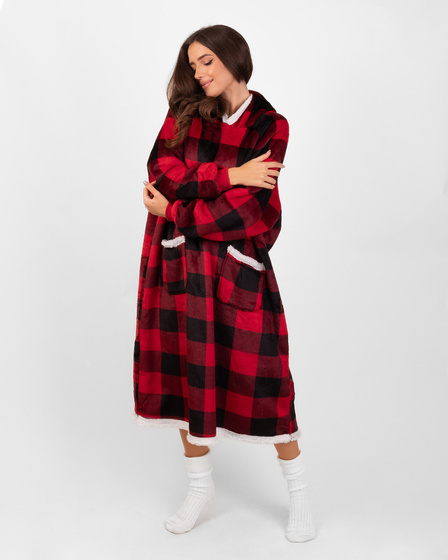 KOCOBLUZA KOC BLUZA CIEPŁA 2w1 GRUBA XXL FUTRZAK POLAR z kapturem OVERSIZE