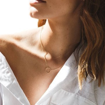 NASZYJNIK damski kółko STAL SZLACHETNA POZŁACANA