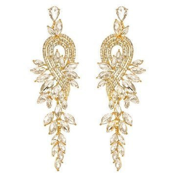 KOLCZYKI złote WISZĄCE kryształki ŚLUBNE długie