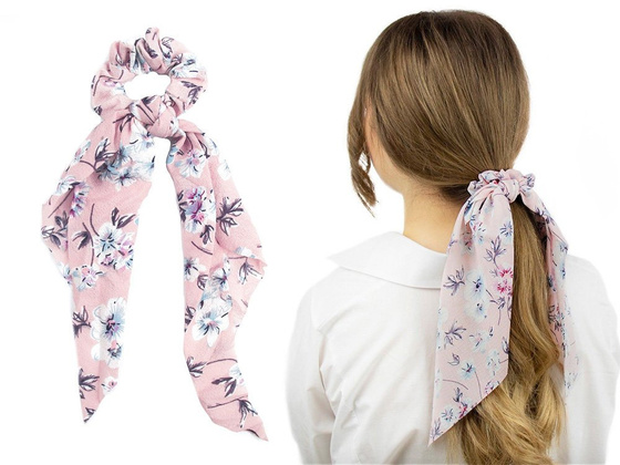 GUMKA do włosów APASZKA scrunchies kwiaty RÓŻOWA