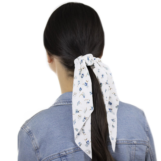 GUMKA do włosów APASZKA scrunchies BIAŁA kwiaty