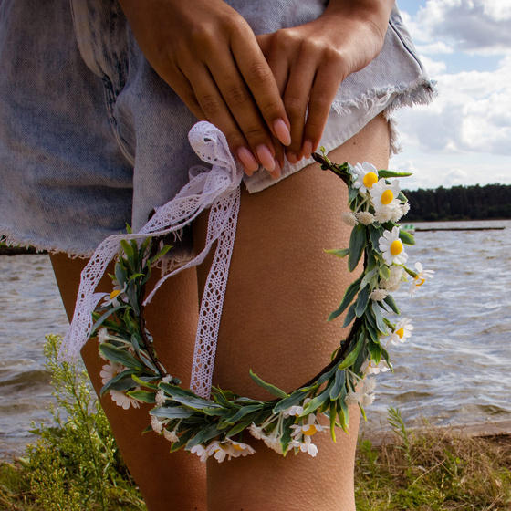 WIANEK na głowę opaska BOHO ślubny KWIATY