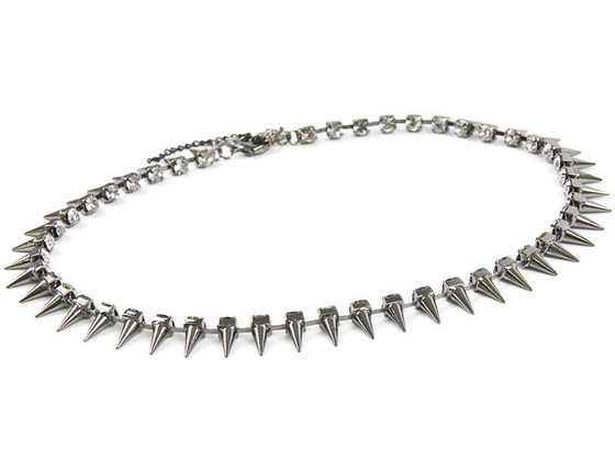 NASZYJNIK kolia KOLCE srebrny CYRKONIE kryształy