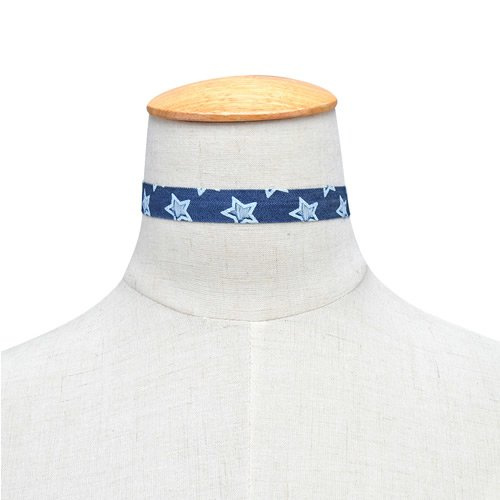 CHOKER w gwiazdki GRANATOWY zapinany