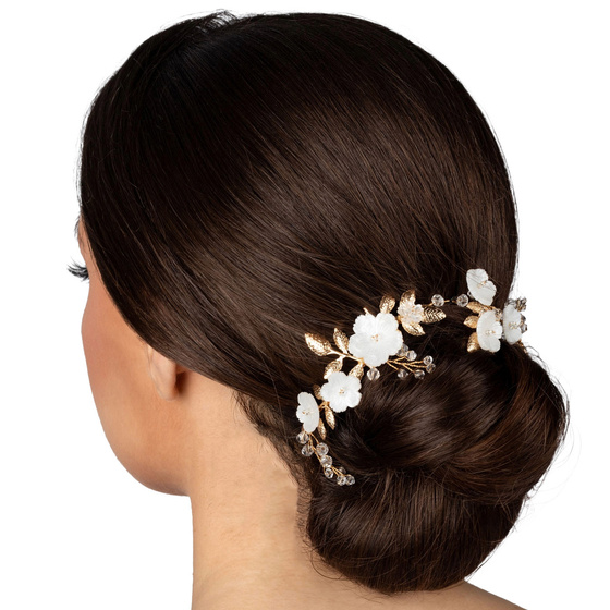 Ozdoba ŚLUBNA do włosów damska GAŁĄZKA KWIATY ŚLUB