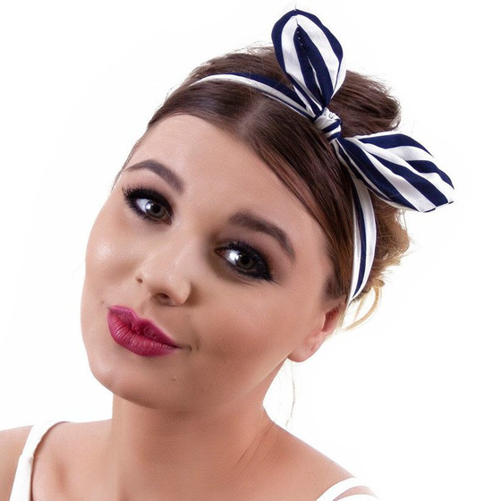 OPASKA DO WŁOSÓW na gumce KOKARDA paski PIN UP