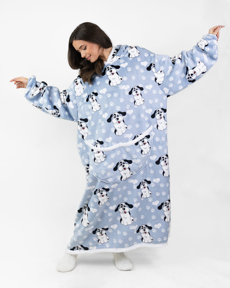 KOCOBLUZA KOC BLUZA CIEPŁA 2w1 GRUBA XXL FUTRZAK POLAR z kapturem OVERSIZE