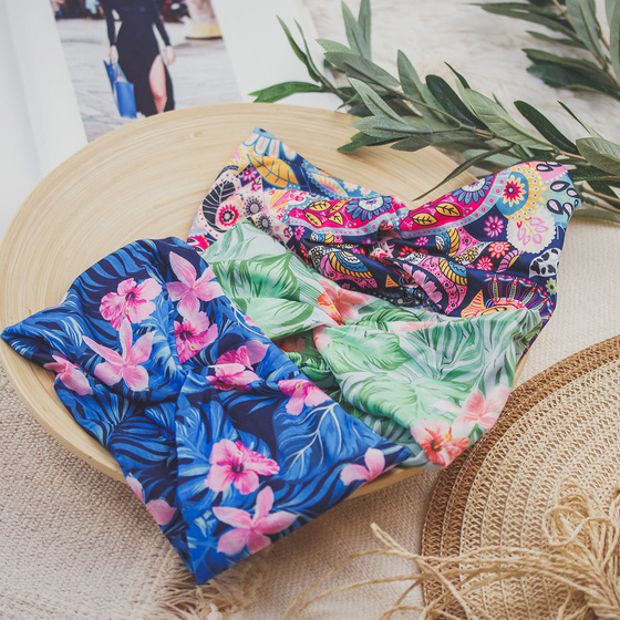 OPASKA DO WŁOSÓW szeroka ELASTYCZNA turban kwiaty