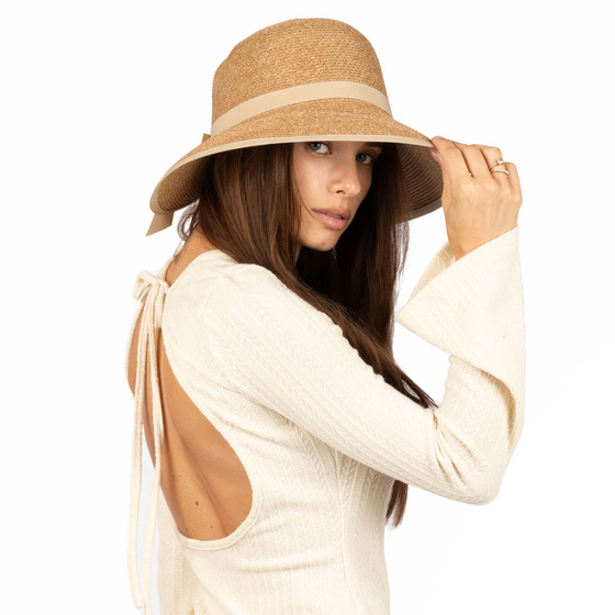 KAPELUSZ DAMSKI Alessio słomkowy boho lato plaża słomiany KOKARDA