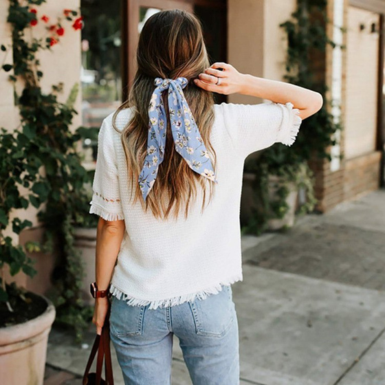 GUMKA do włosów APASZKA scrunchies kwiaty BŁĘKITNA