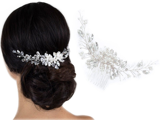 OZDOBA do włosów ŚLUBNA grzebyk PEREŁKI cyrkonie
