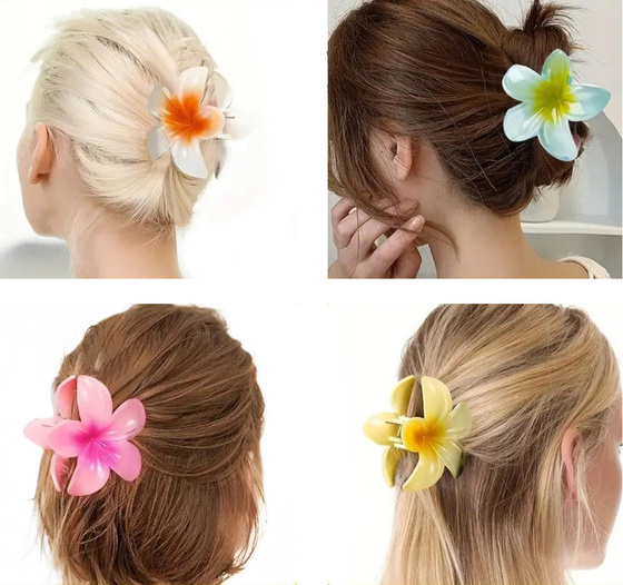 KLAMRA szczęka SPINKA do włosów KWIAT żabka HAWAJSKA KWIAT PLUMERII