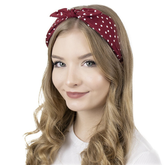 OPASKA DO WŁOSÓW szeroka KROPKI pin up WĘZEŁ kokarda