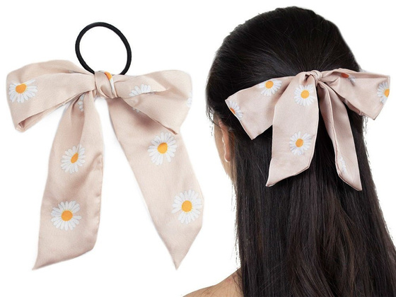 GUMKA frotka DO WŁOSÓW beżowa KOKARDA stokrotki