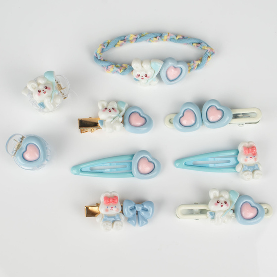 SPINKI DO WŁOSÓW ZESTAW spinek dla dziewczynki PYKI + gumeczka 9 SZTUK