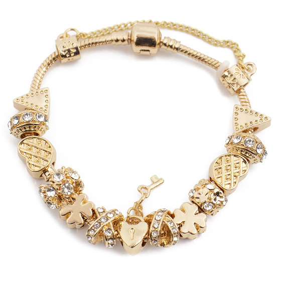 Bransoletka ZŁOTA charms KLUCZYK modułowa gold