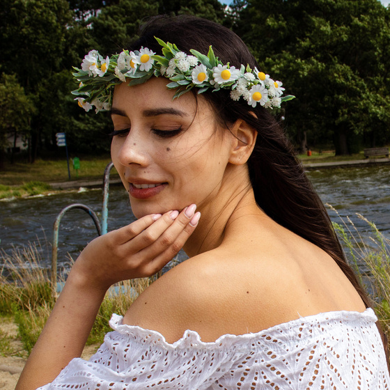 WIANEK na głowę opaska BOHO ślubny KWIATY