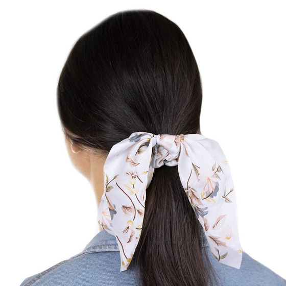 GUMKA do włosów APASZKA kwiaty BIAŁA scrunchies