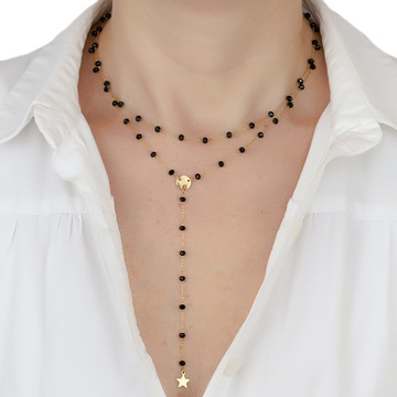 Naszyjnik długi STAL SZLACHETNA POZŁACANA gwiazdka