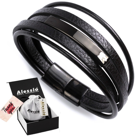 Bransoletka PLECIONA STAL SZLACHETNA 316L SKÓRA