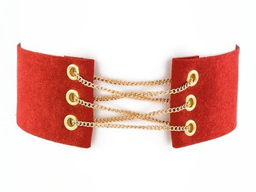 Choker NASZYJNIK przeplatany bordowy