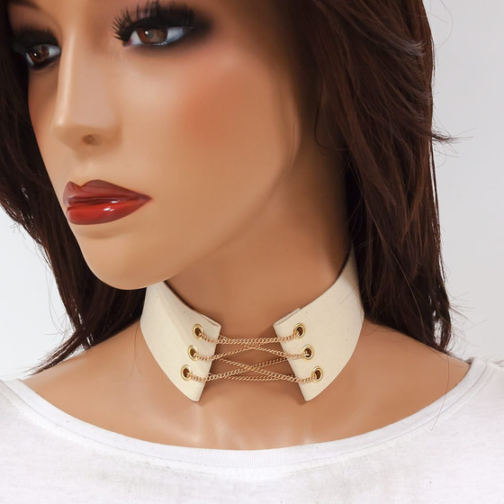 Choker NASZYJNIK przeplatany kremowy