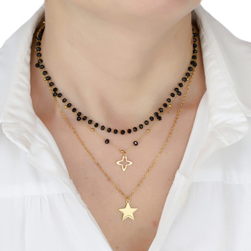 Naszyjnik STAL SZLACHETNA POZŁACANA potrójny