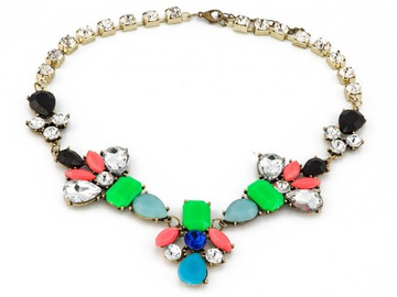 NASZYJNIK kryształy NEONOWE ZIELONE KAMIENIE