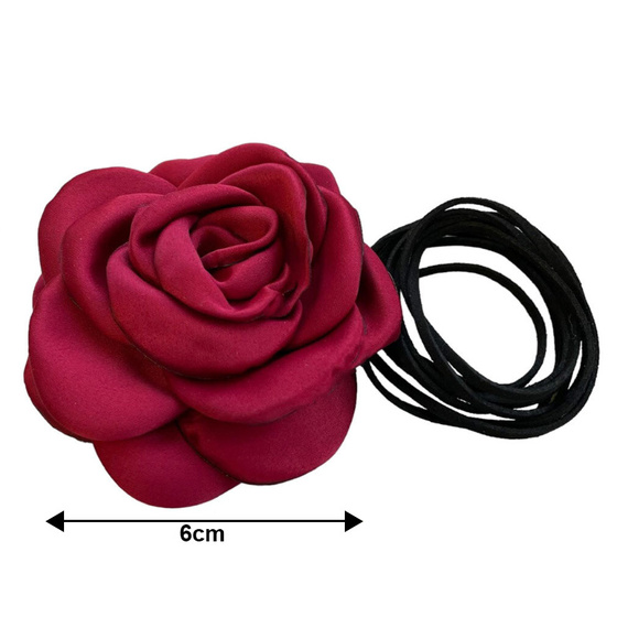 CHOKER Naszyjnik ozdobny KWIAT na szyję róża na rzemyku elegancki