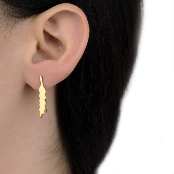 Kolczyki PIÓRKA długie STAL SZLACHETNA POZŁACANA