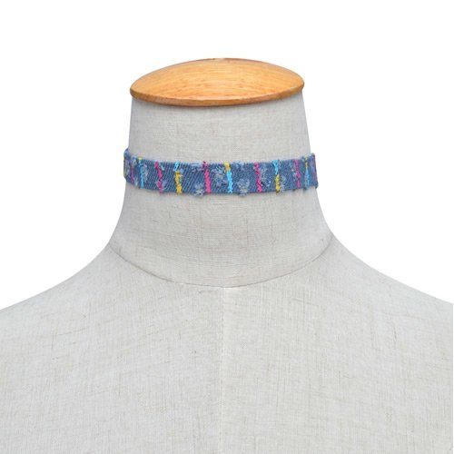 Choker opięty jasny niebieski