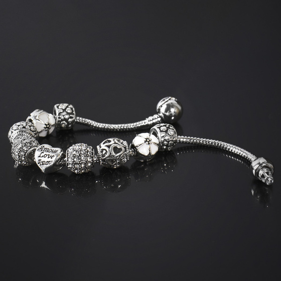 Bransoletka damska SREBRNA modułowa LOVE CHARMS