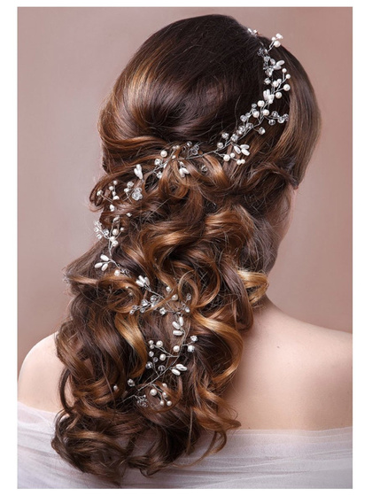 OZDOBA DO WŁOSÓW długa ŚLUBNA SREBRNA - 50cm