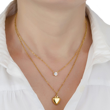 Naszyjnik STAL SZLACHETNA POZŁACANA podwójny