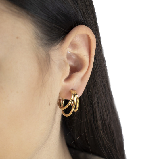 Kolczyki POTRÓJNE grube STAL SZLACHETNA POZŁACANA