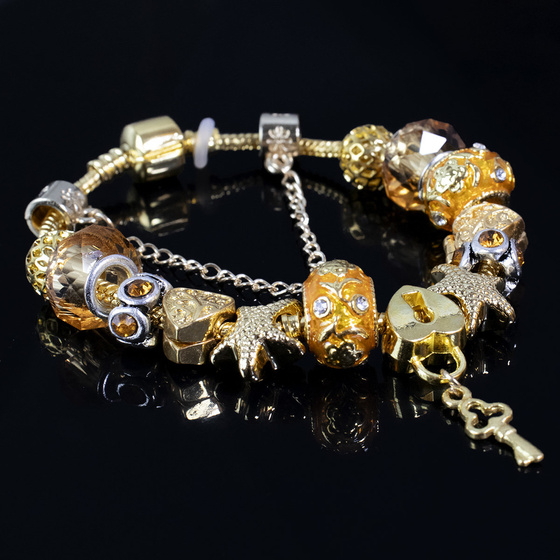 BRANSOLETKA złota CHARMS modułowa DAMSKA kłódka