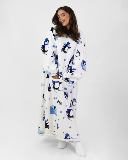 KOCOBLUZA KOC BLUZA CIEPŁA 2w1 GRUBA XXL FUTRZAK POLAR z kapturem OVERSIZE