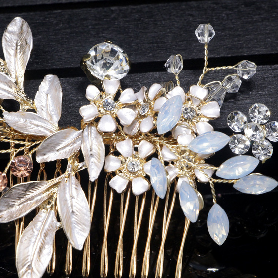 OZDOBA do włosów ŚLUBNA grzebyk CYRKONIE złota