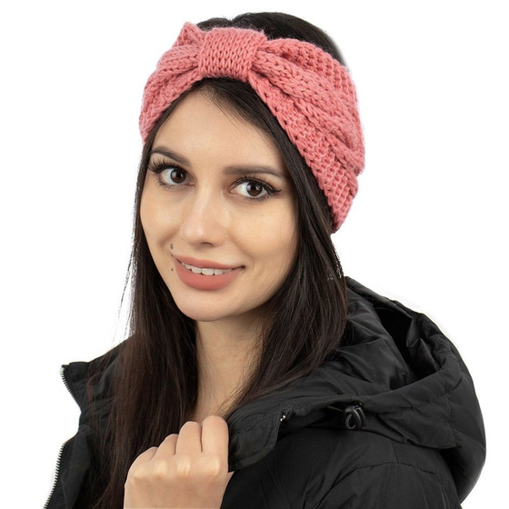 OPASKA DO WŁOSÓW na zimę SZEROKA różowa GRUBA