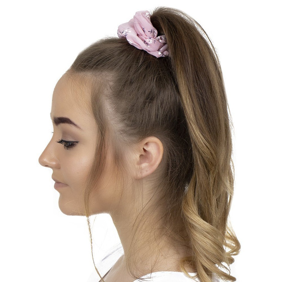GUMKA DO WŁOSÓW frotka SCRUNCHIES różowa kwiaty
