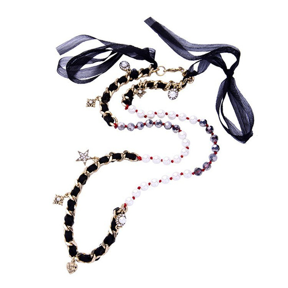 Naszyjnik perełki i gwiazdy