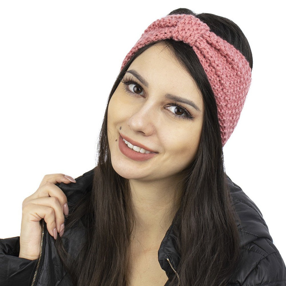 OPASKA DO WŁOSÓW damska zimowa GRUBA szeroka pleciona NA GŁOWĘ kokarda