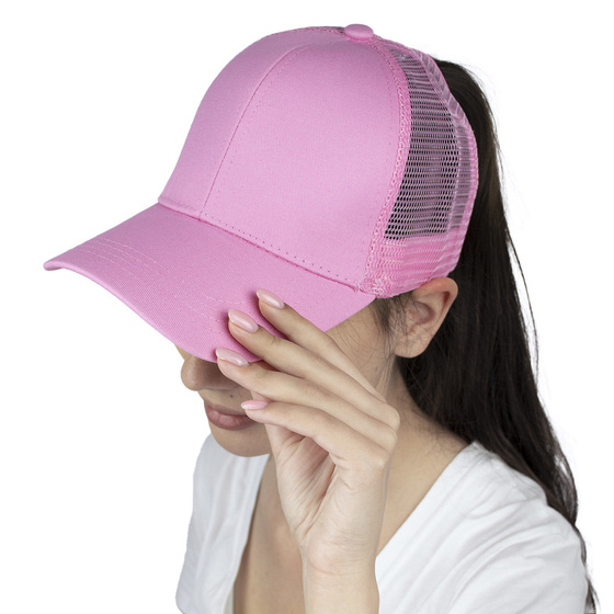 Czapka z daszkiem NA KUCYK bejsbolówka damska z siatką