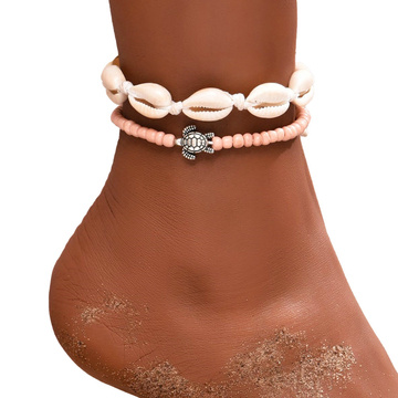 Bransoletka na nogę ZESTAW muszelki boho