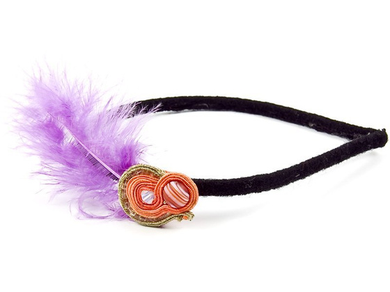 OPASKA do włosów Z PIÓREM fioletowym SUTASZ KORAL