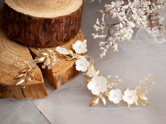 Ozdoba ŚLUBNA do włosów damska GAŁĄZKA KWIATY ŚLUB